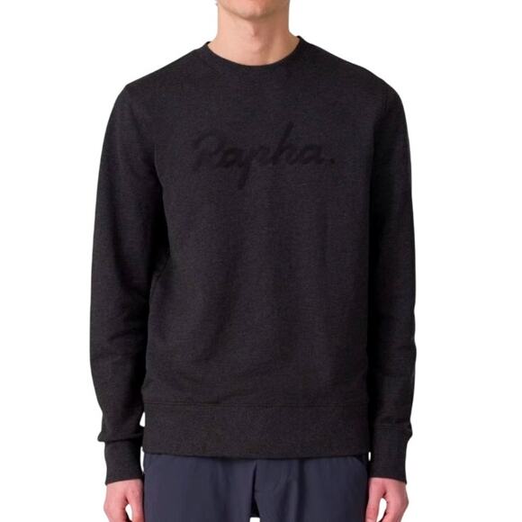Rapha Chain Stitch Crew Neck Cotton Logo Sweatshirt Black Men's Medium - Picture 1 of 16
